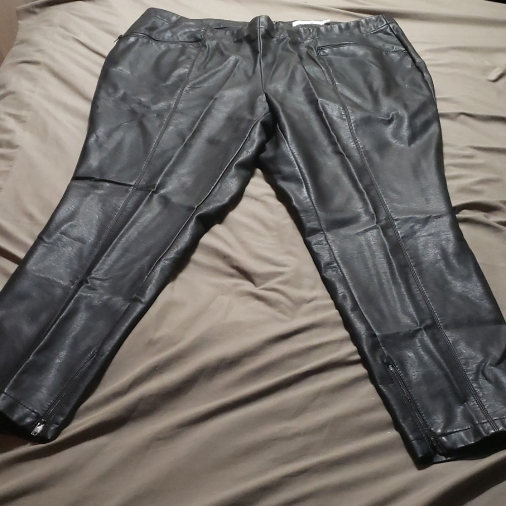 Black leather- like pants